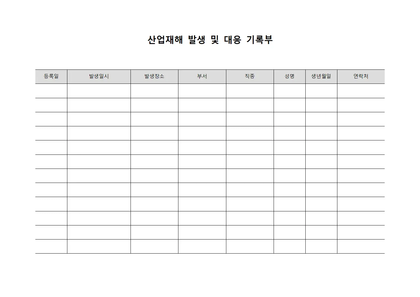 산업재해 발생 및 대응 기록부