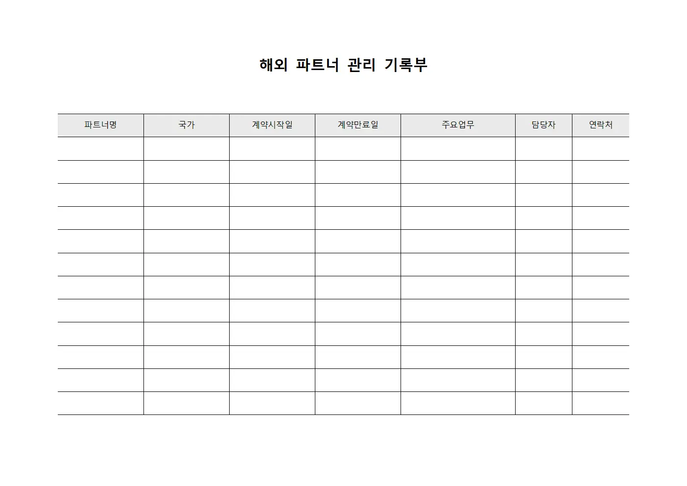 해외 파트너 관리 기록부 양식.서식