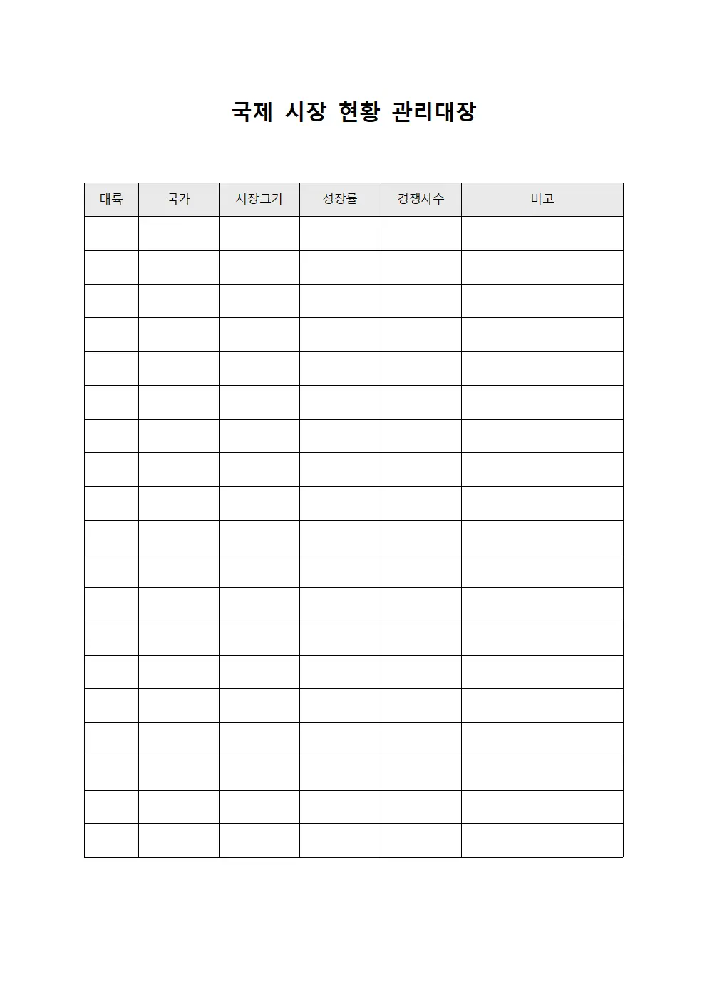 국제 시장 현황 관리대장 문서.서식