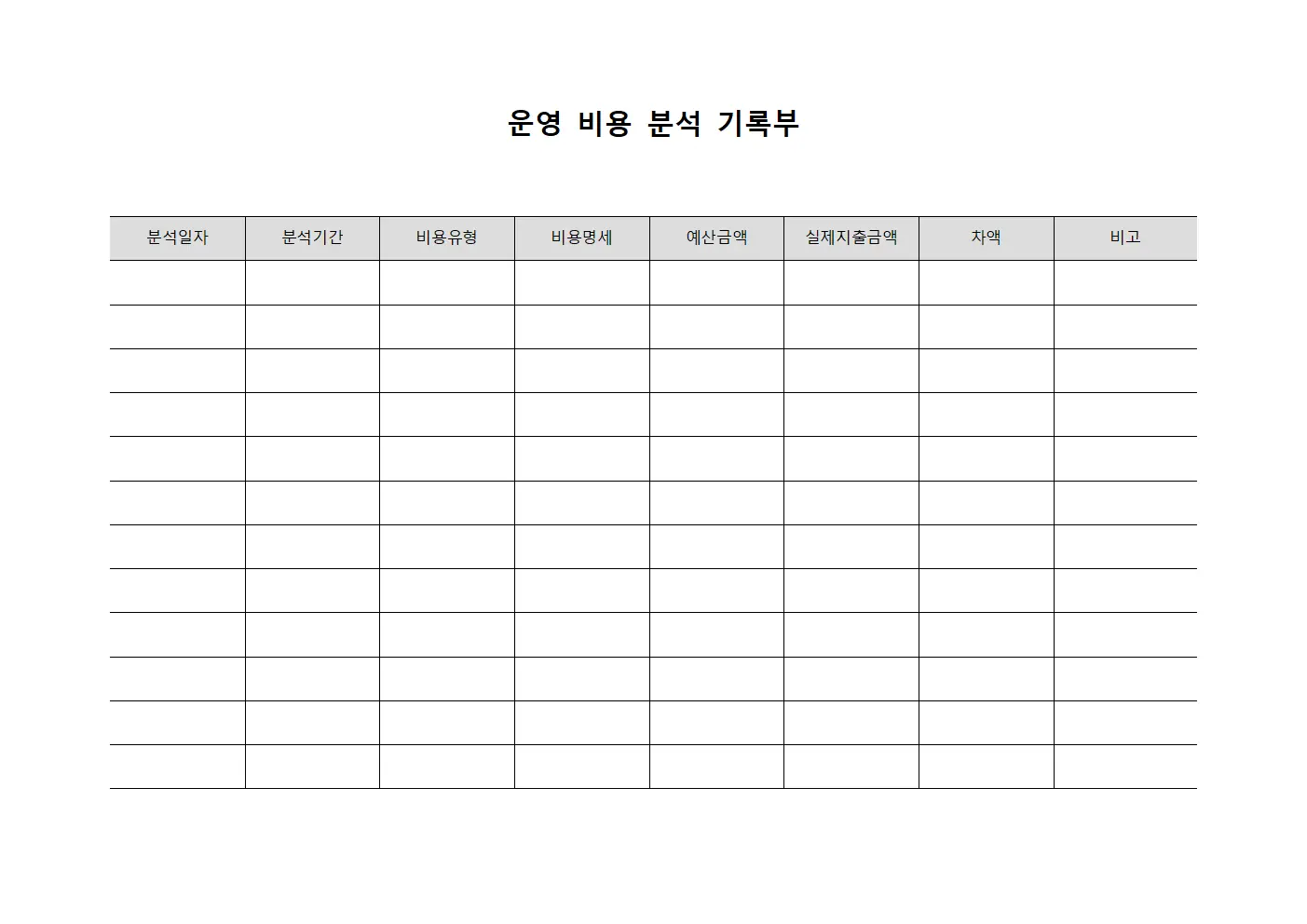 운영 비용 분석 기록부