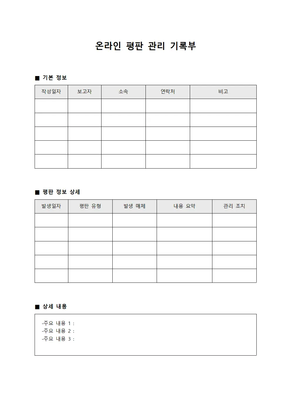 온라인 평판 관리 기록부