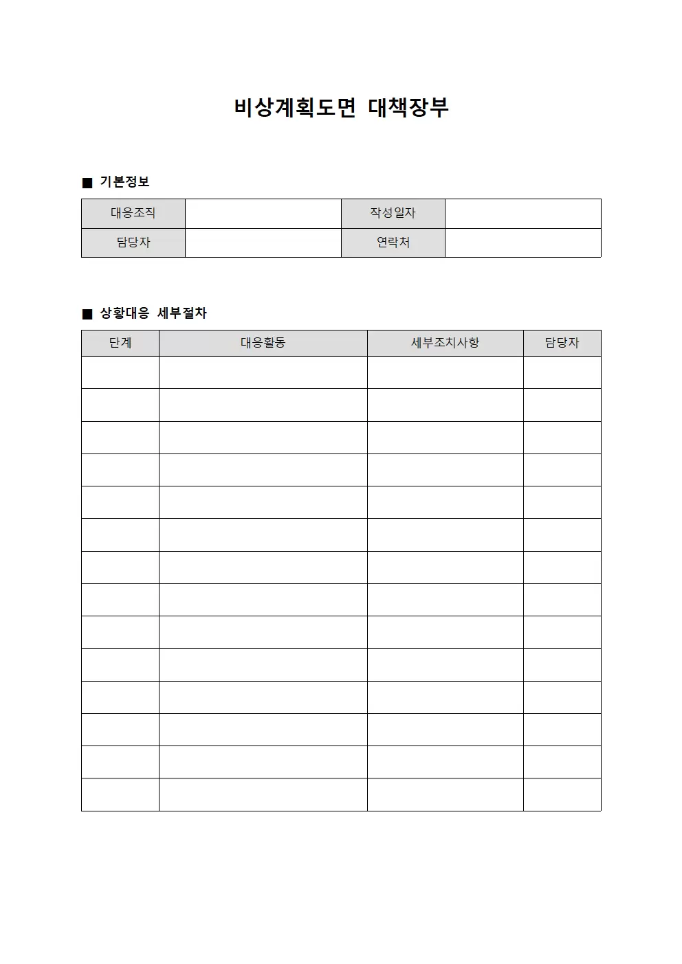 비상계획도면 대책장부
