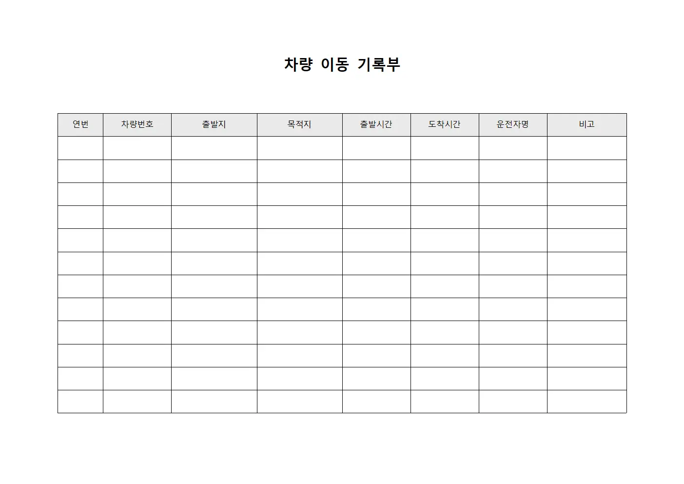 차량 이동 기록부