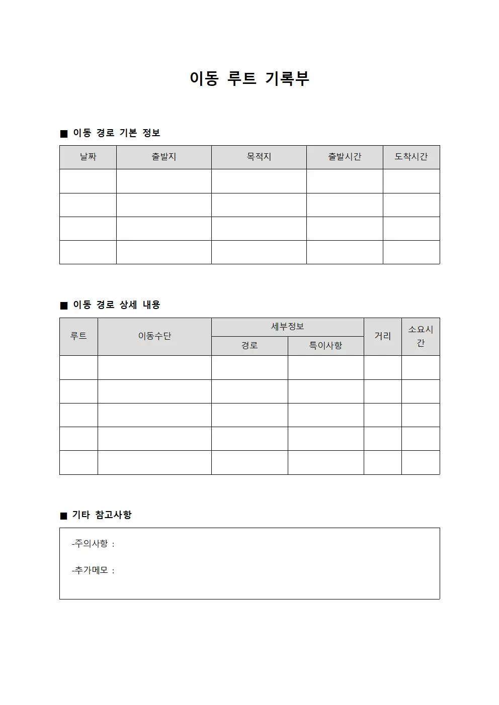 이동 루트 기록부