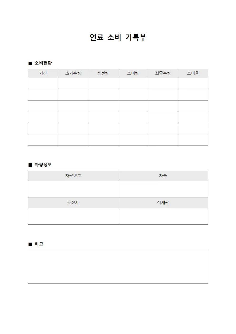 연료 소비 기록부