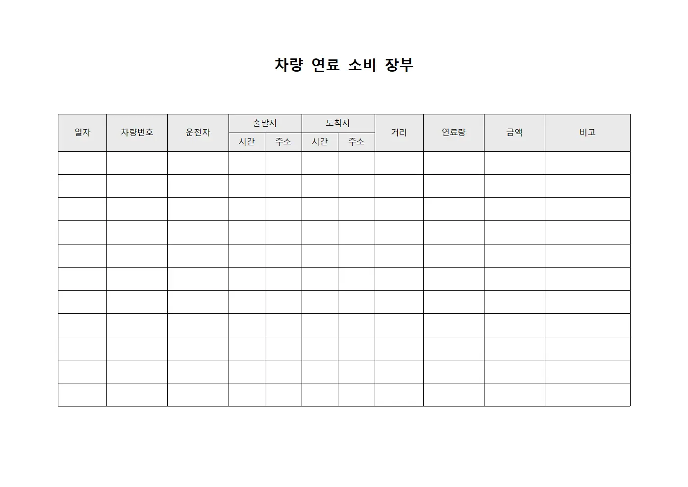 차량 연료 소비 장부