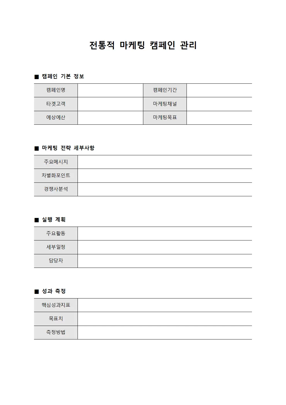 전통적 마케팅 캠페인 관리