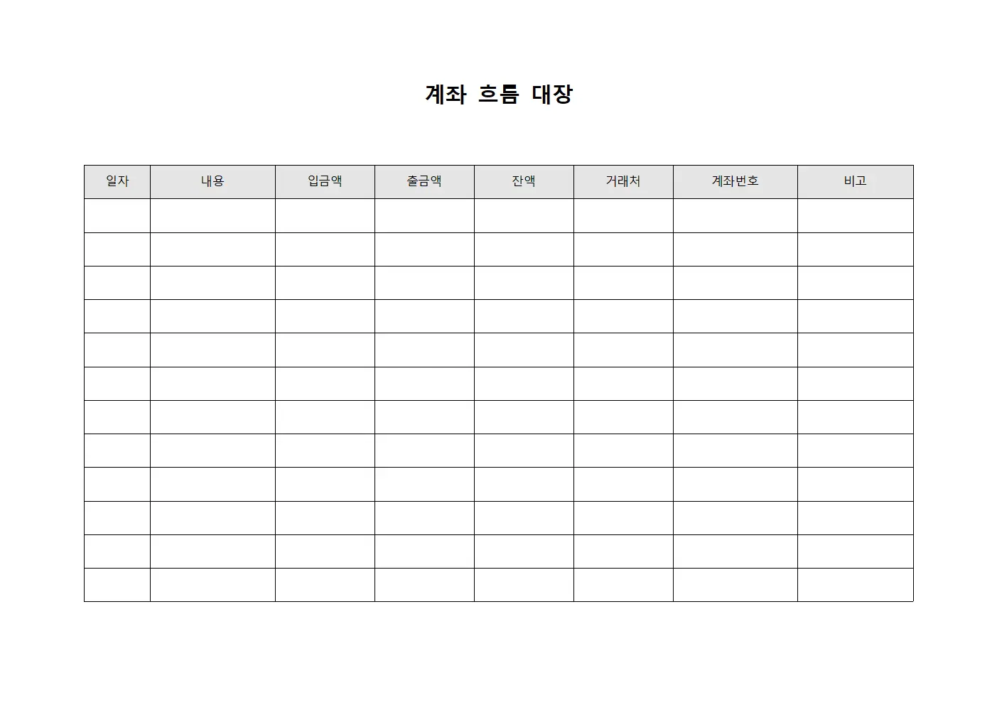 계좌 흐름 대장