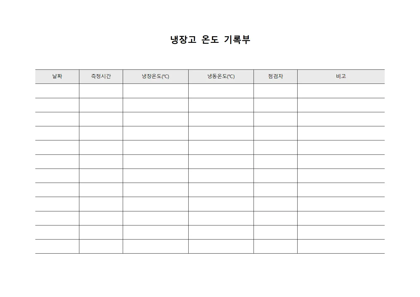 냉장고 온도 기록부