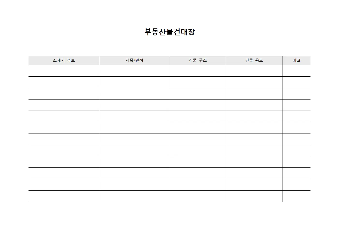 부동산물건대장