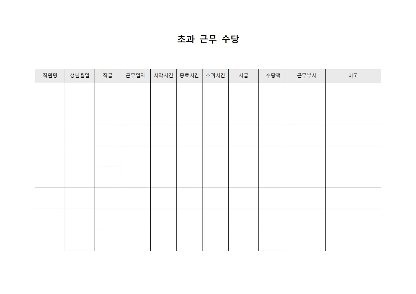 초과 근무 수당