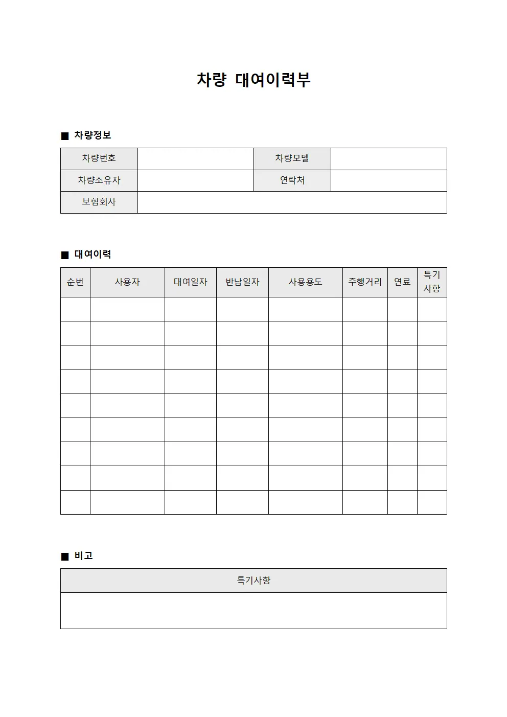 차량 대여이력부