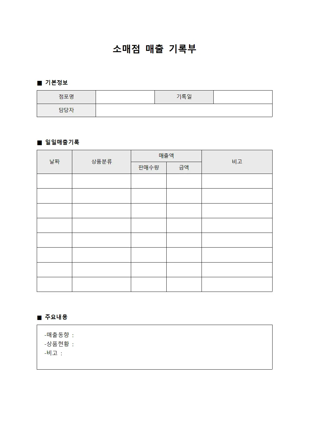 소매점 매출 기록부