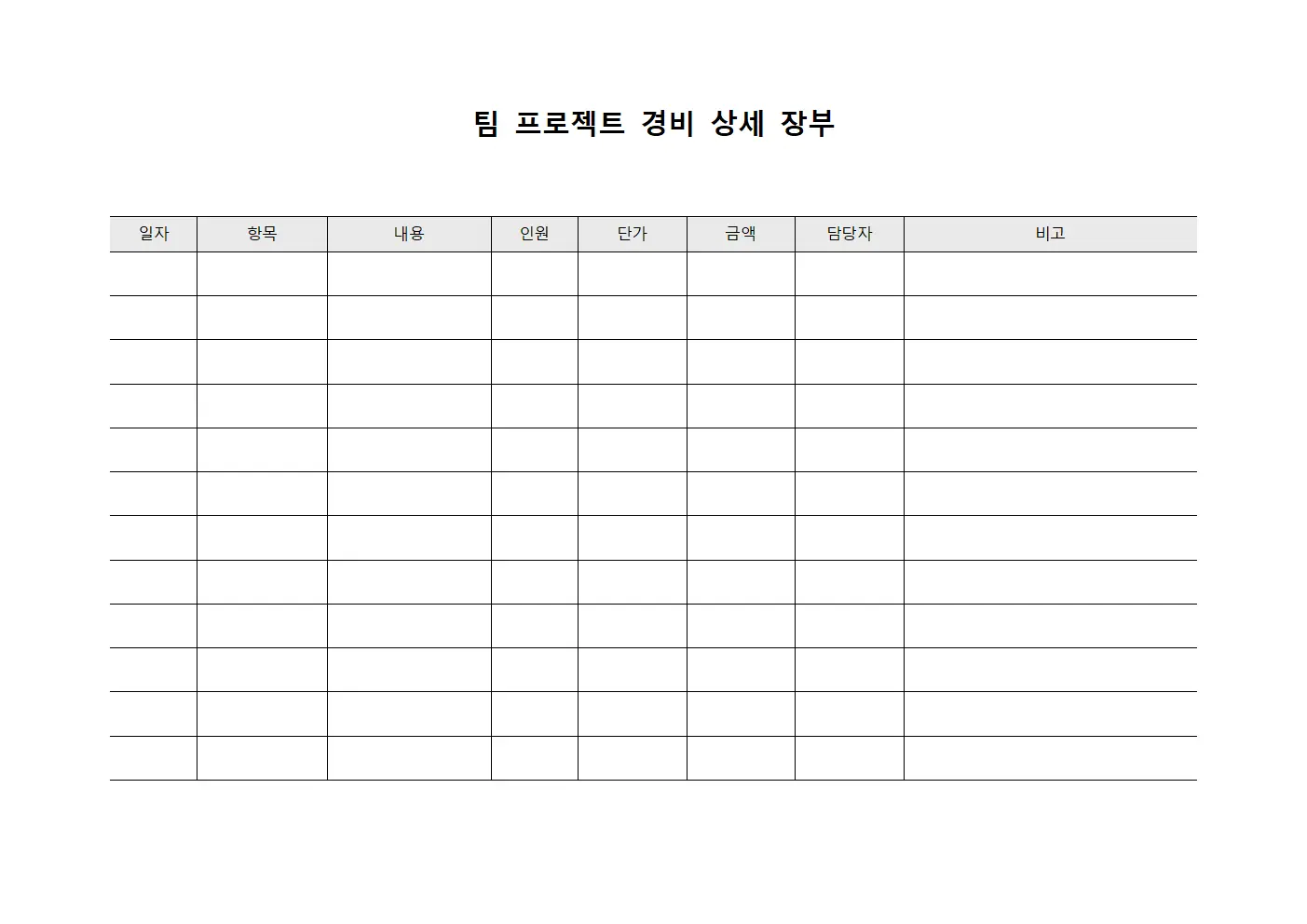 팀 프로젝트 경비 상세 장부