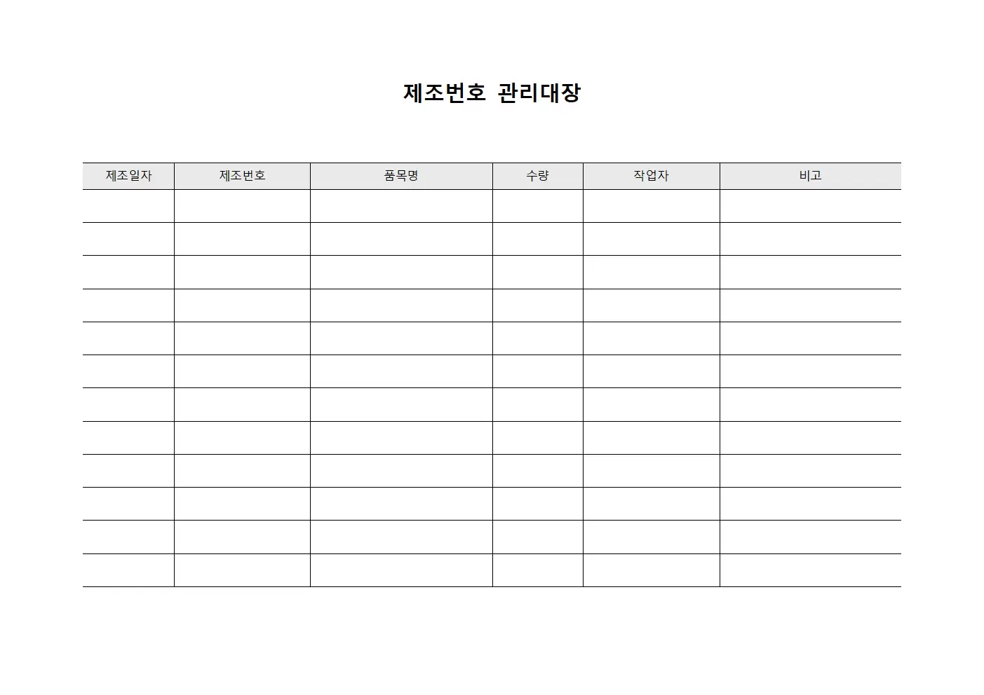 제조번호관리대장 (운영점검)