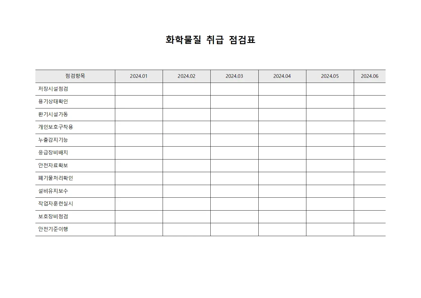 화학물질 취급 점검표
