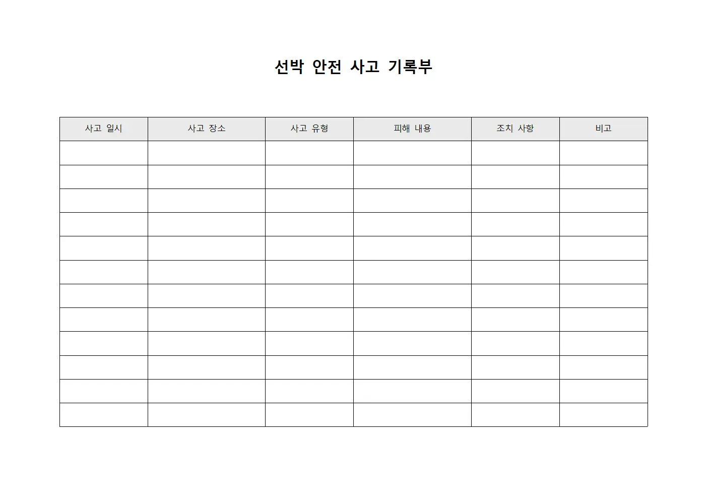 선박 안전 사고 기록부