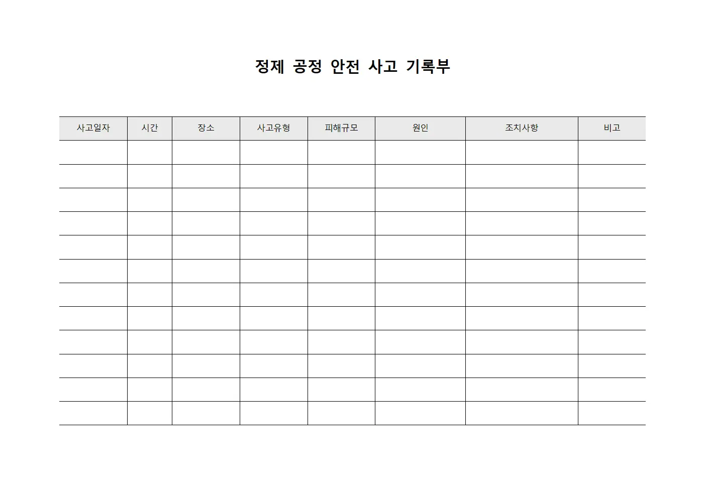 정제 공정 안전 사고 기록부