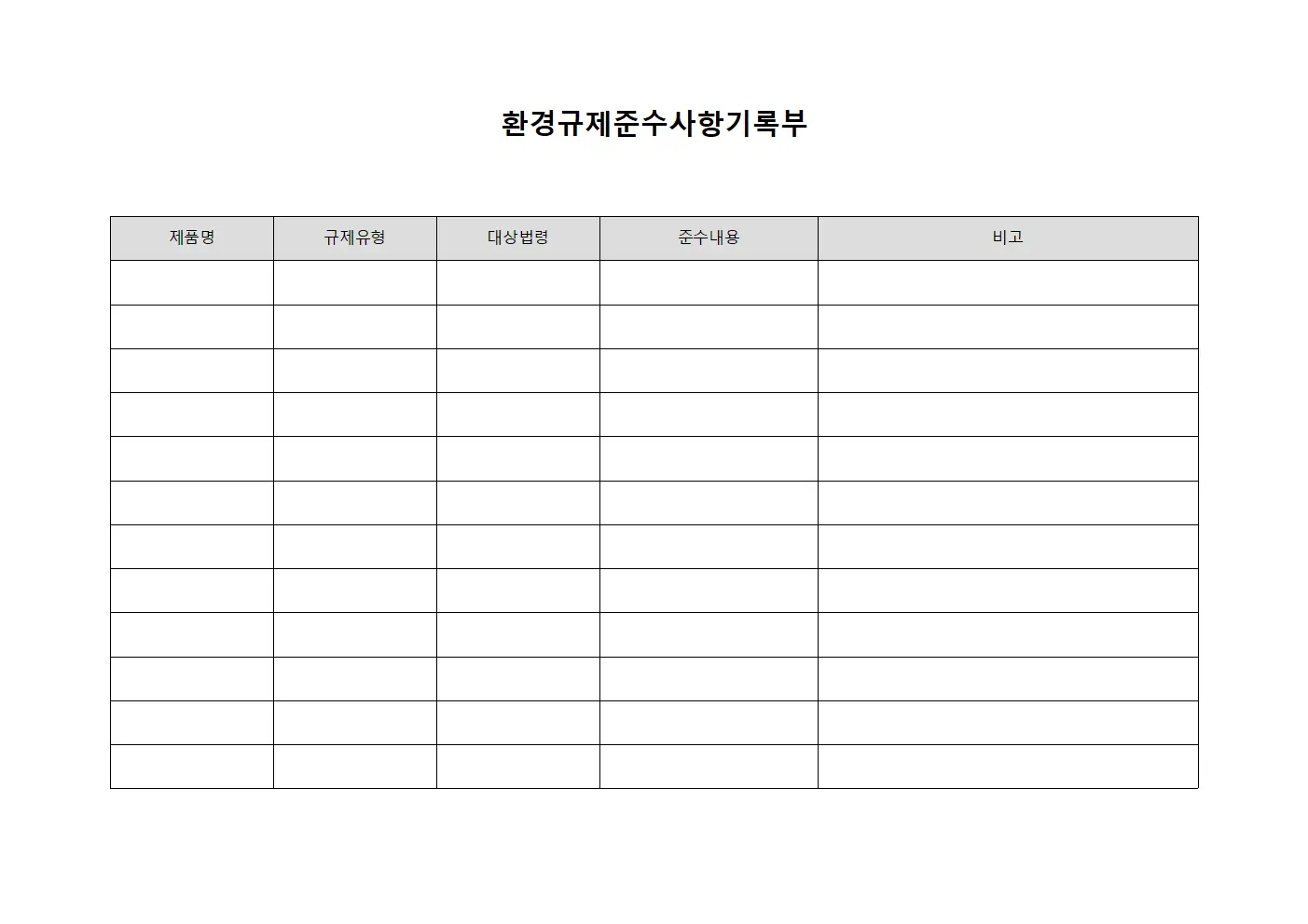환경규제준수사항기록부