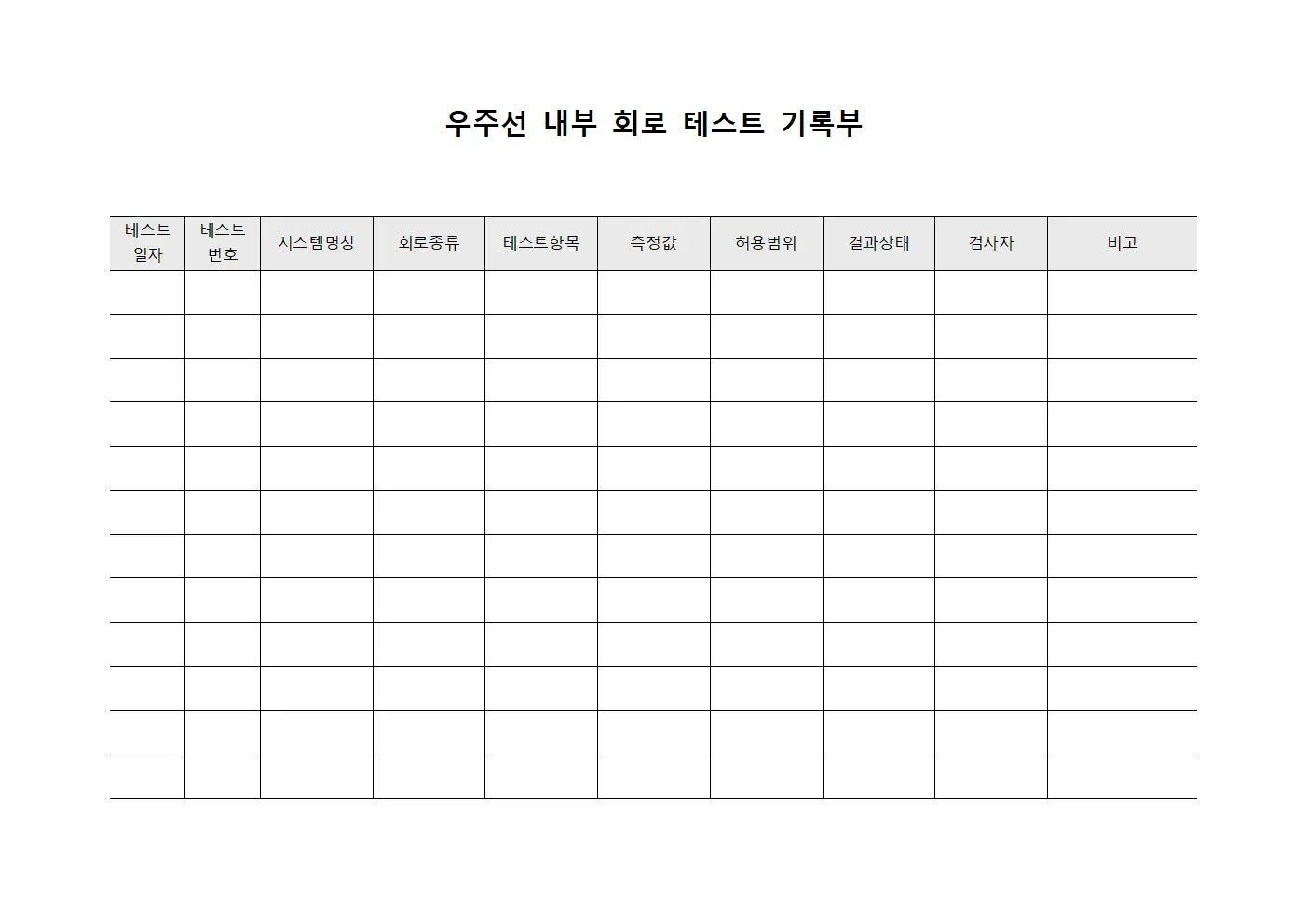 우주선 내부 회로 테스트 기록부