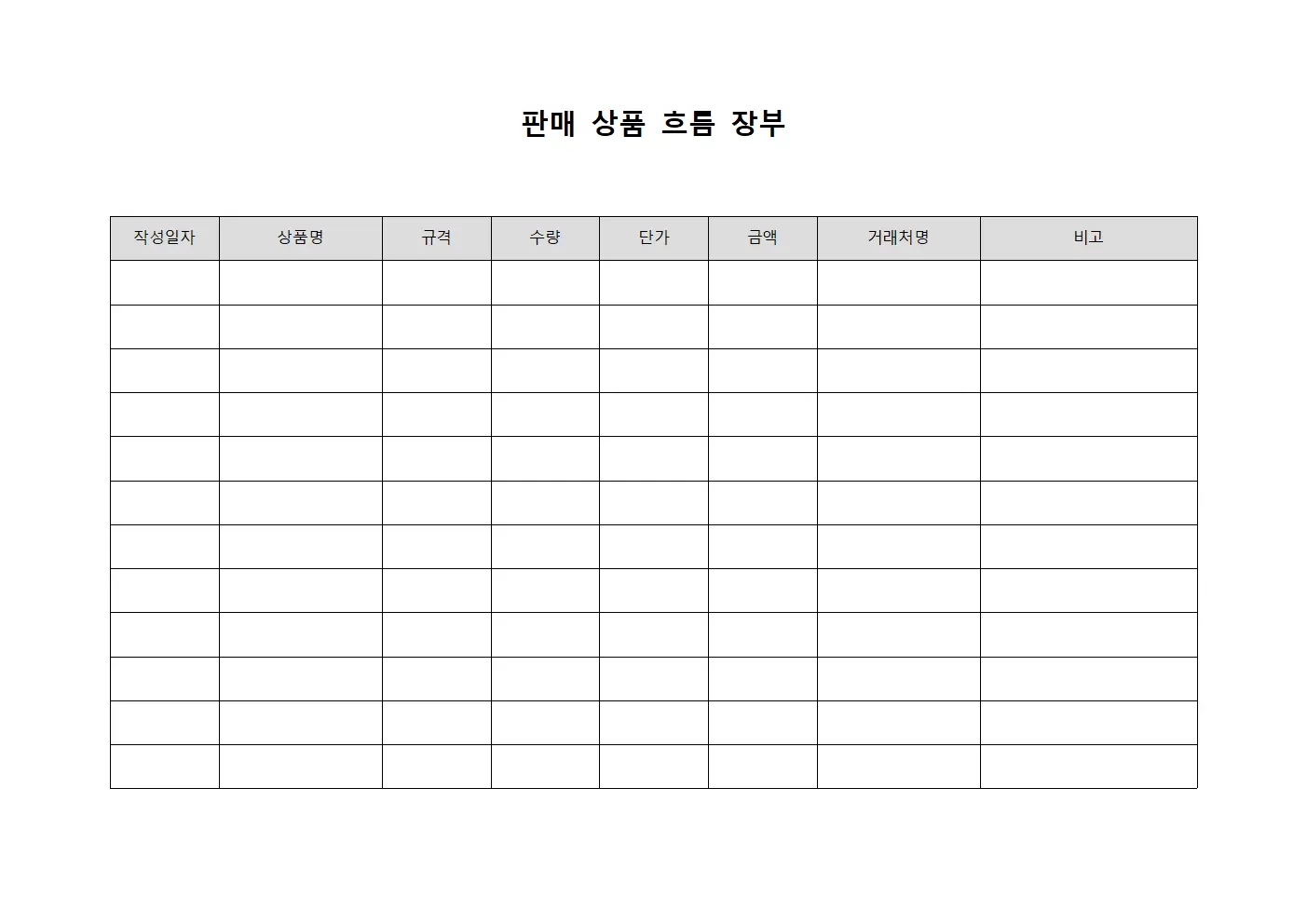 판매 상품 흐름 장부