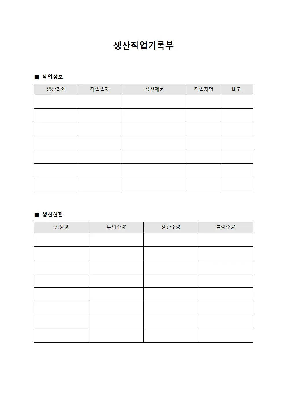 생산작업기록부