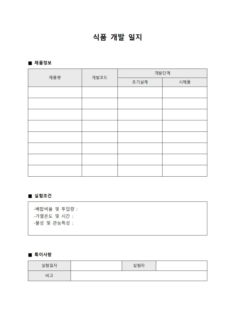 식품 개발 일지