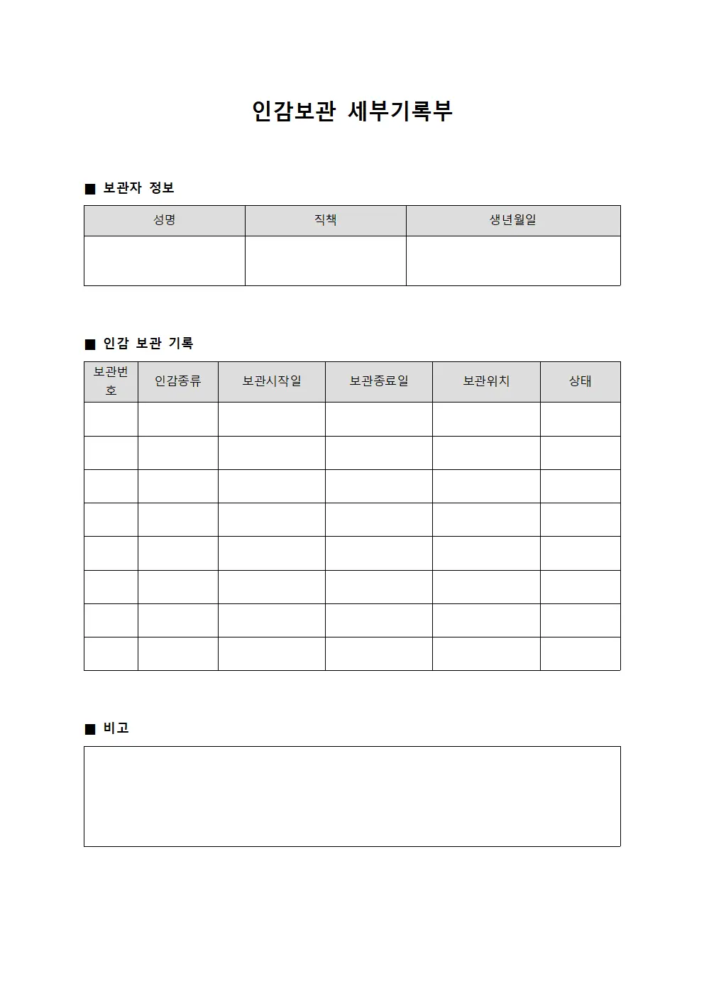 인감보관 세부기록부