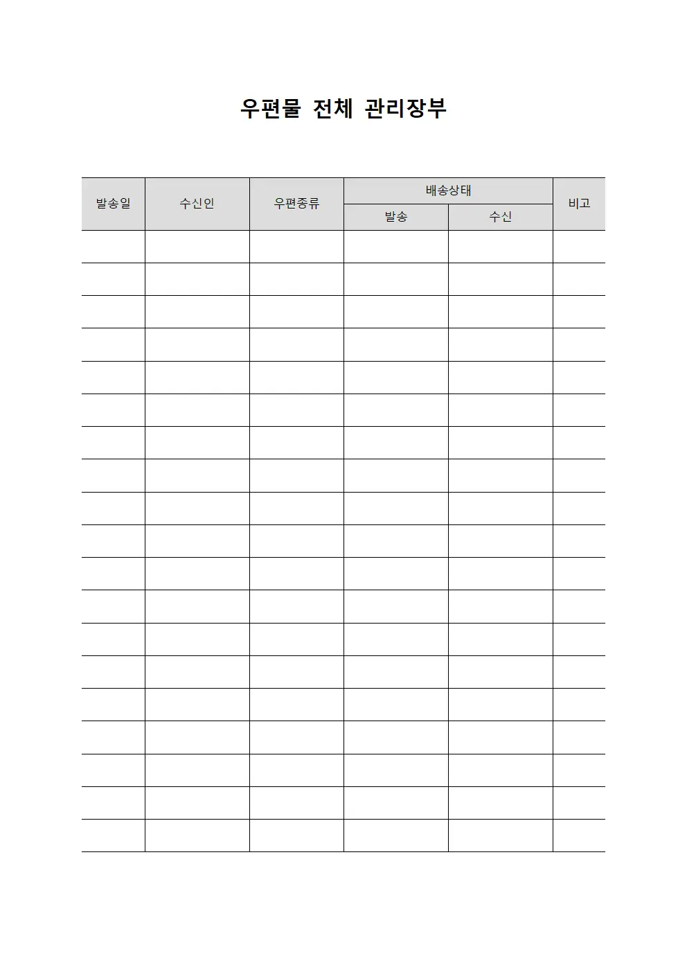 우편물 전체 관리장부