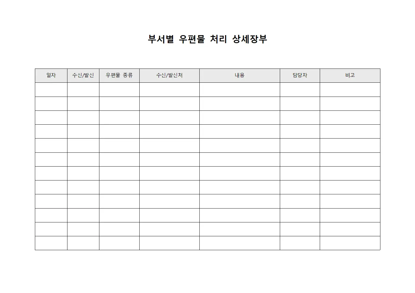 부서별 우편물 처리 상세장부