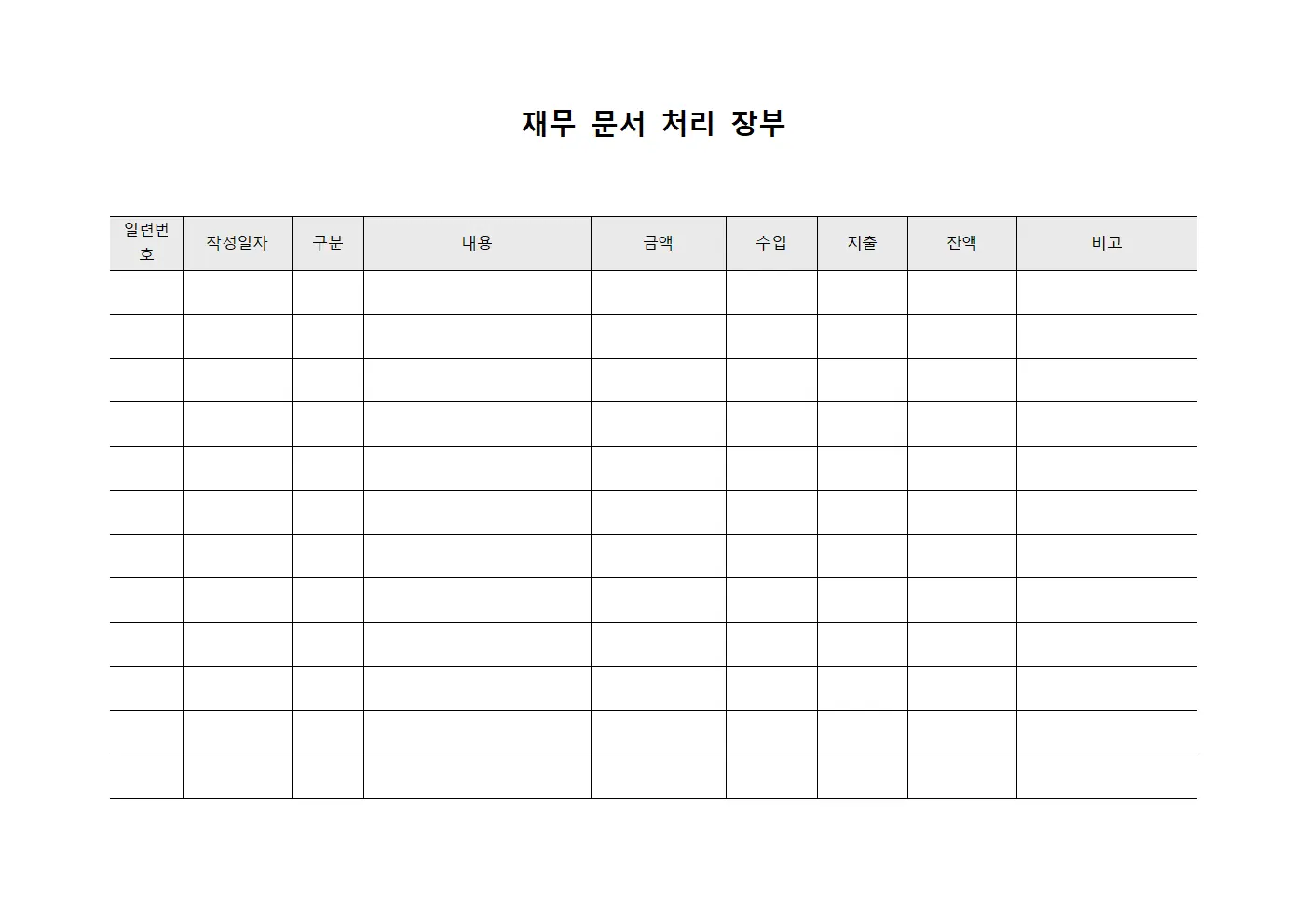 재무 문서 처리 장부