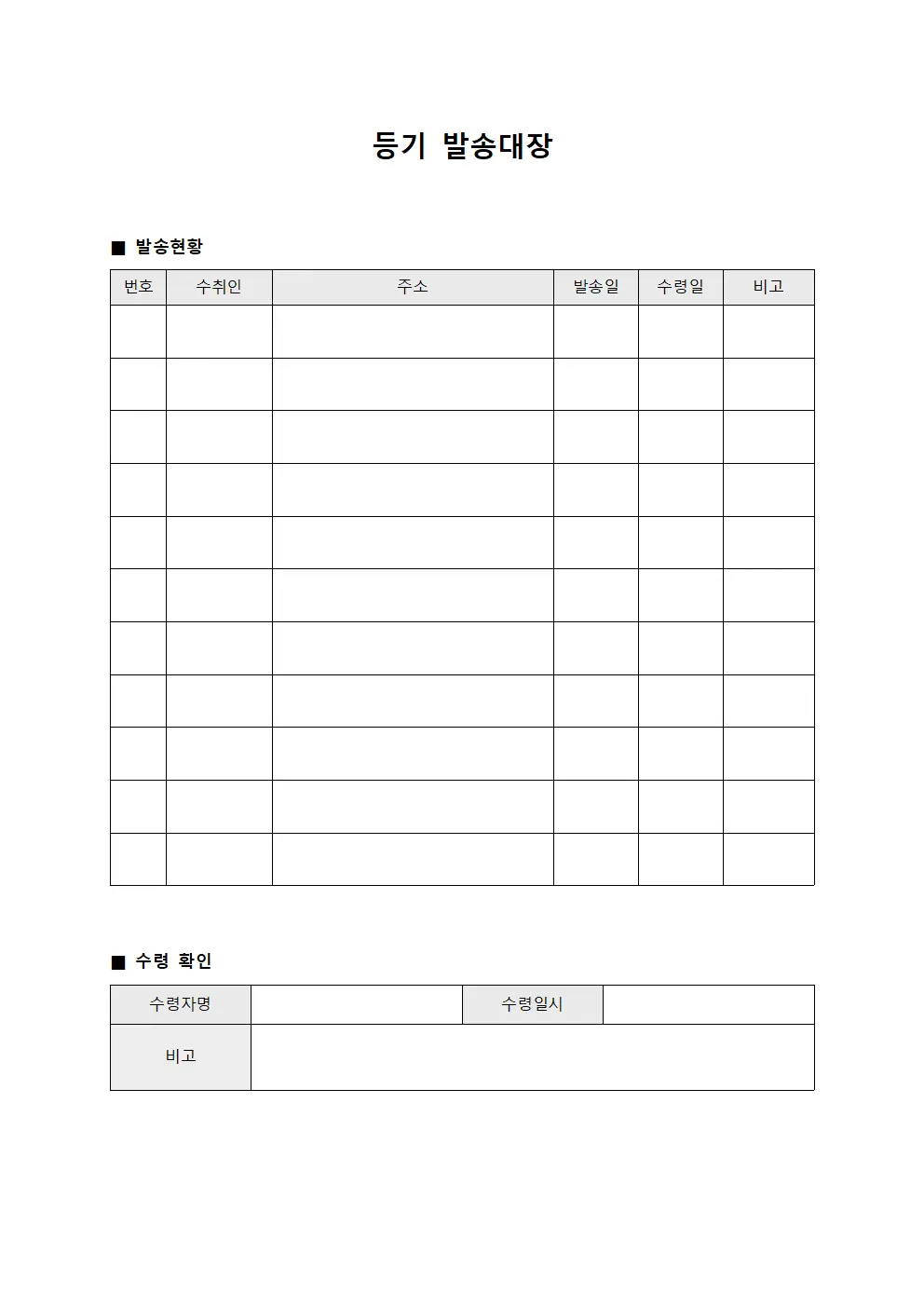 기안전달일정 등기발송대장
