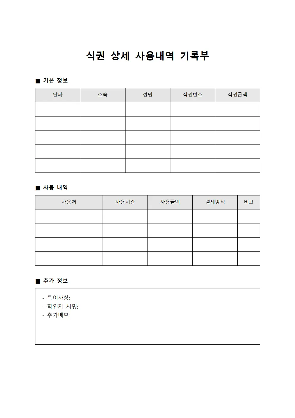 식권 상세 사용내역 기록부
