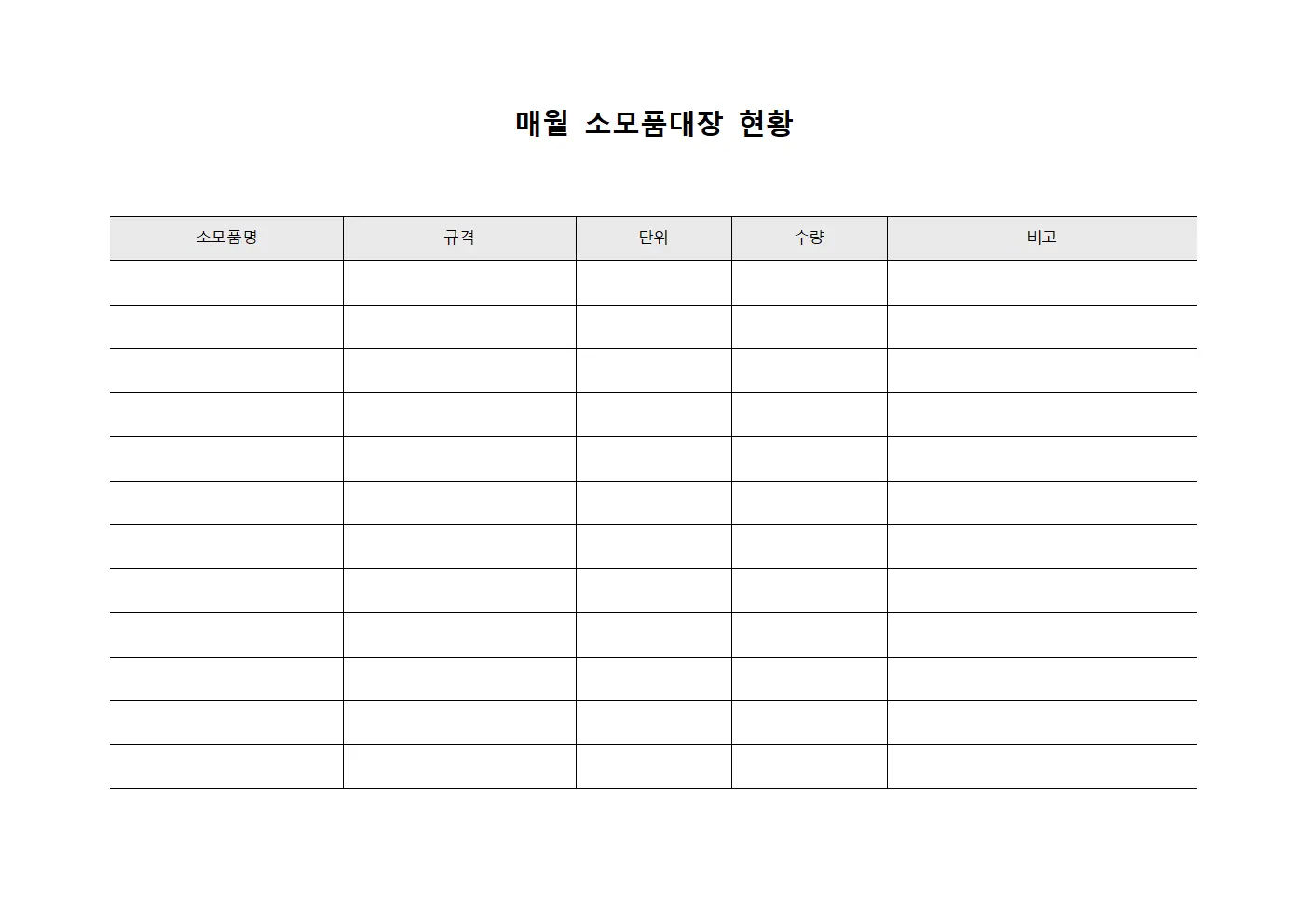 매월 소모품대장 현황