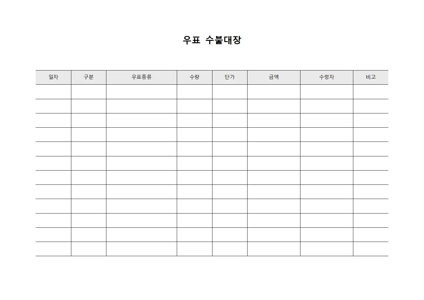 우표수불대장 - 물품수령및반납