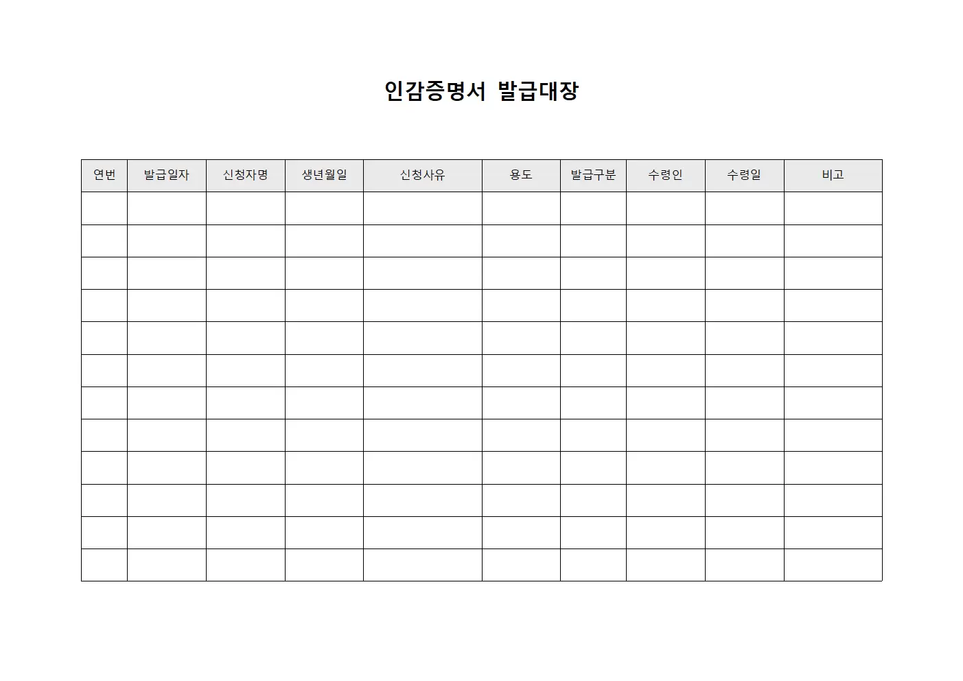인감증명서발급대장 (대상자등록현황)