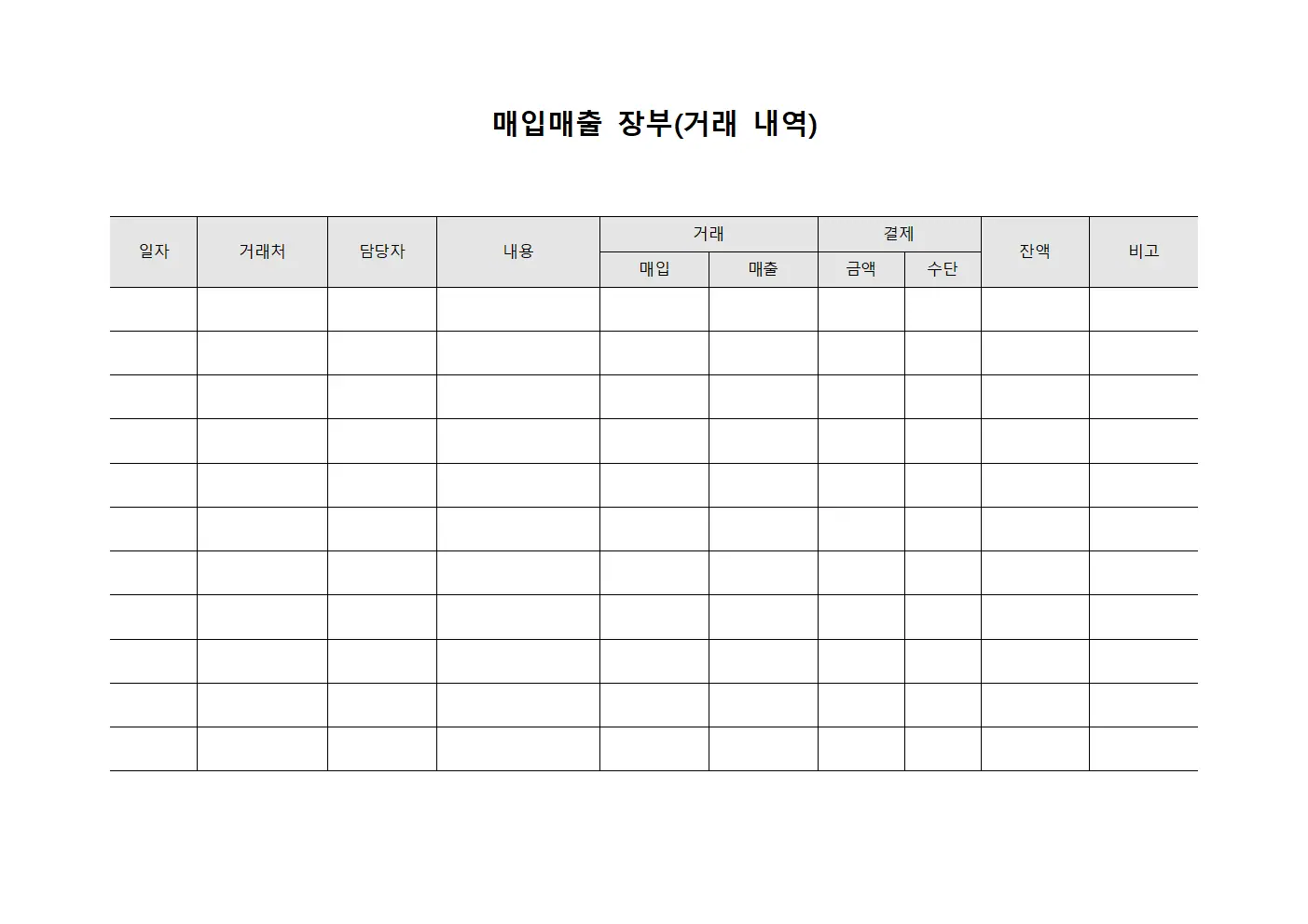 매입매출 장부(거래 내역)