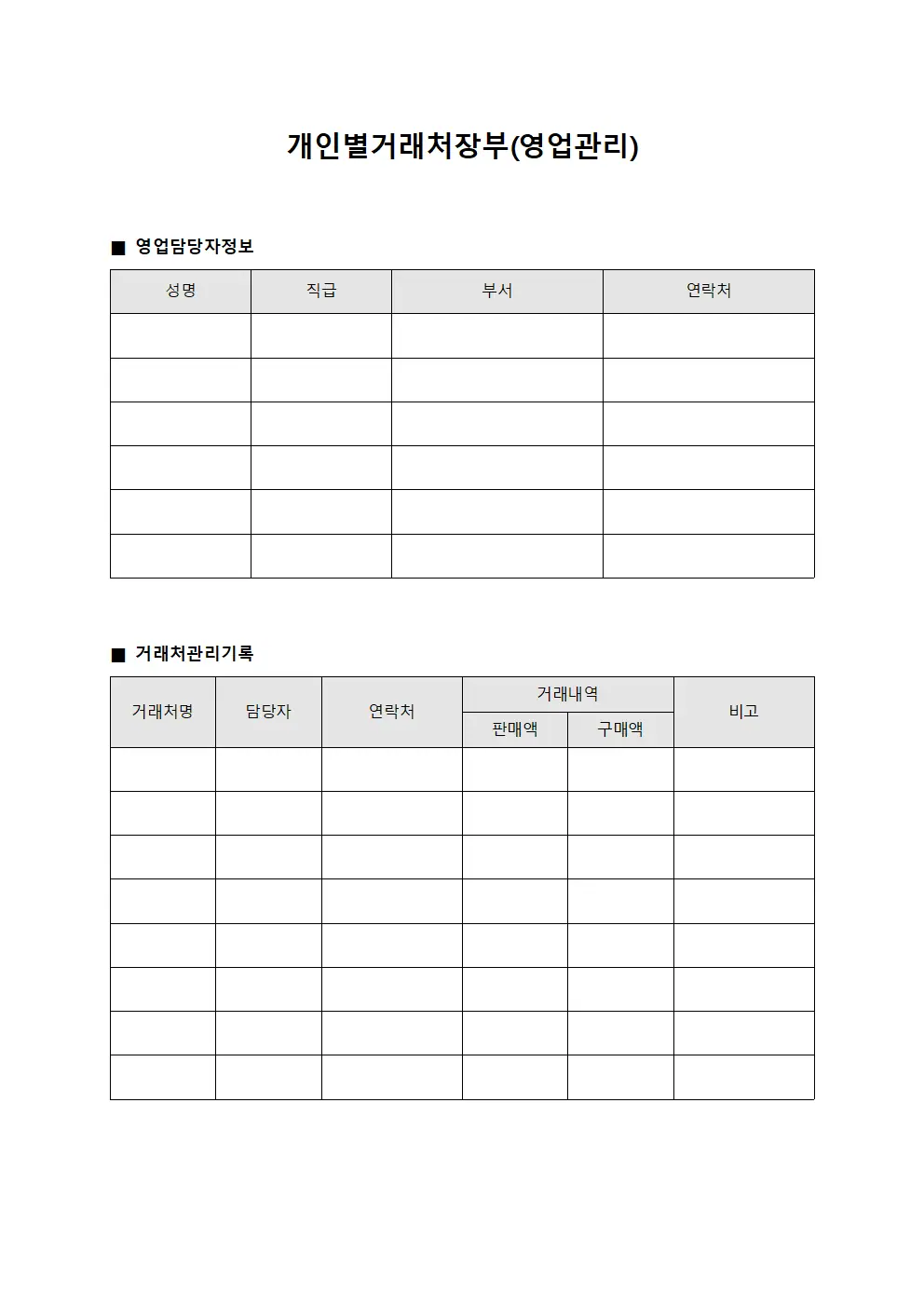 개인별거래처장부(영업관리)