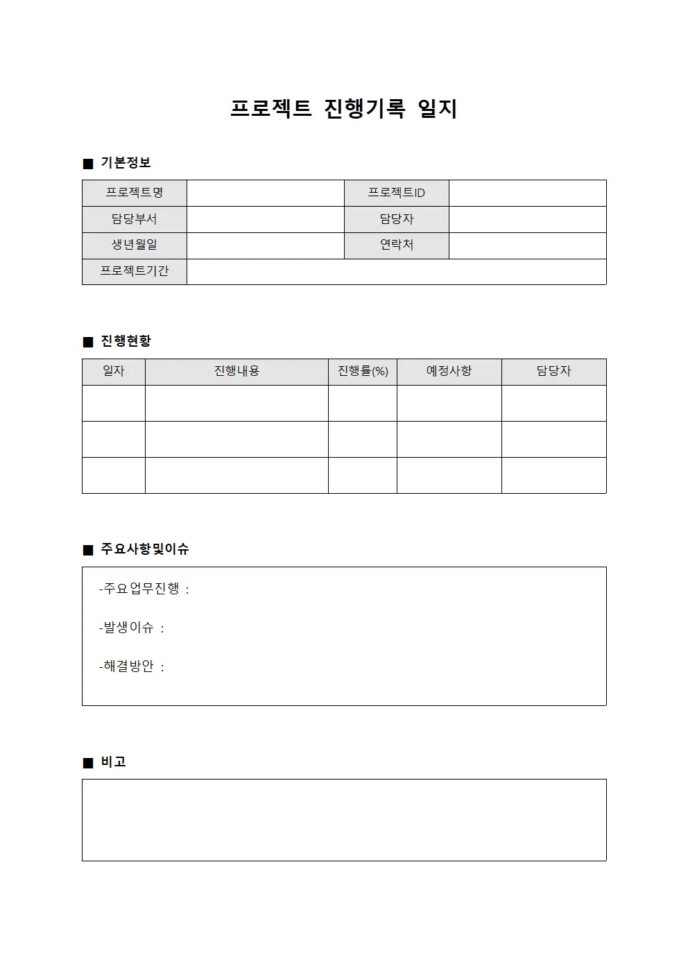 프로젝트 진행기록 일지