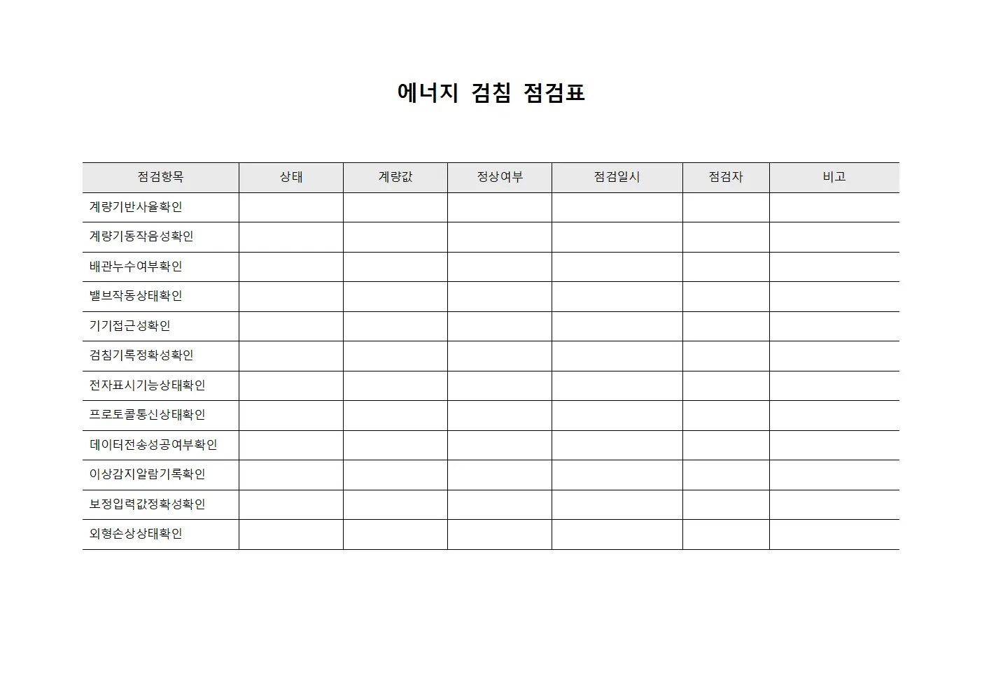 에너지 검침 점검표