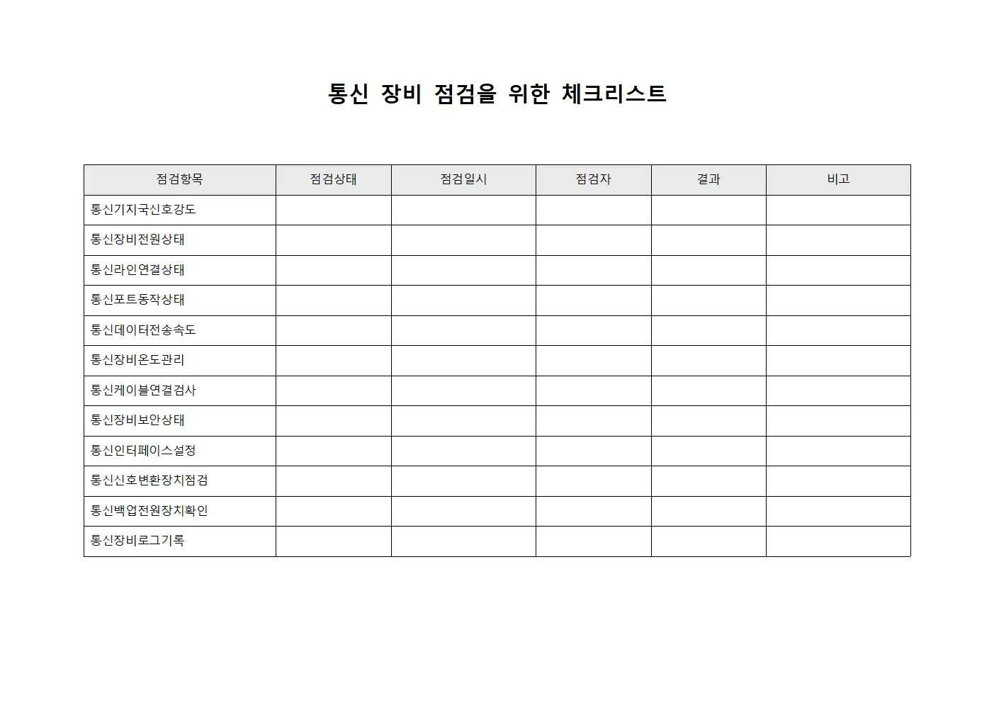 통신 장비 점검 체크리스트