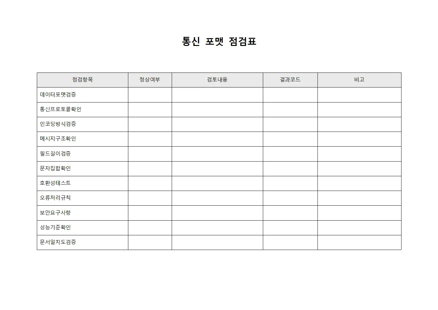 통신 포맷 점검표