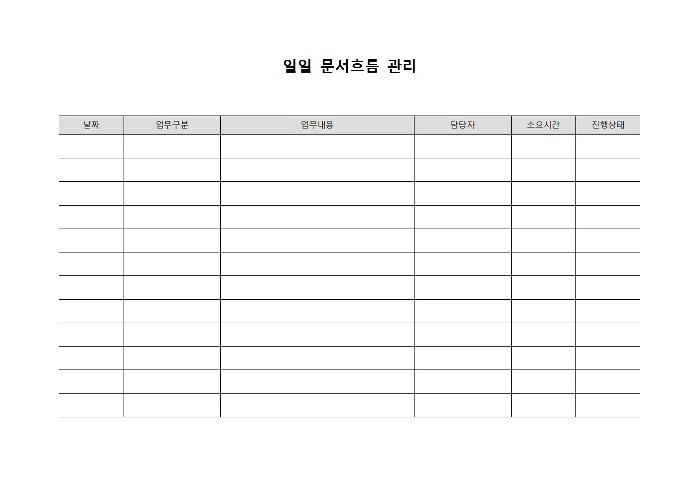 일일 문서흐름 관리 서식