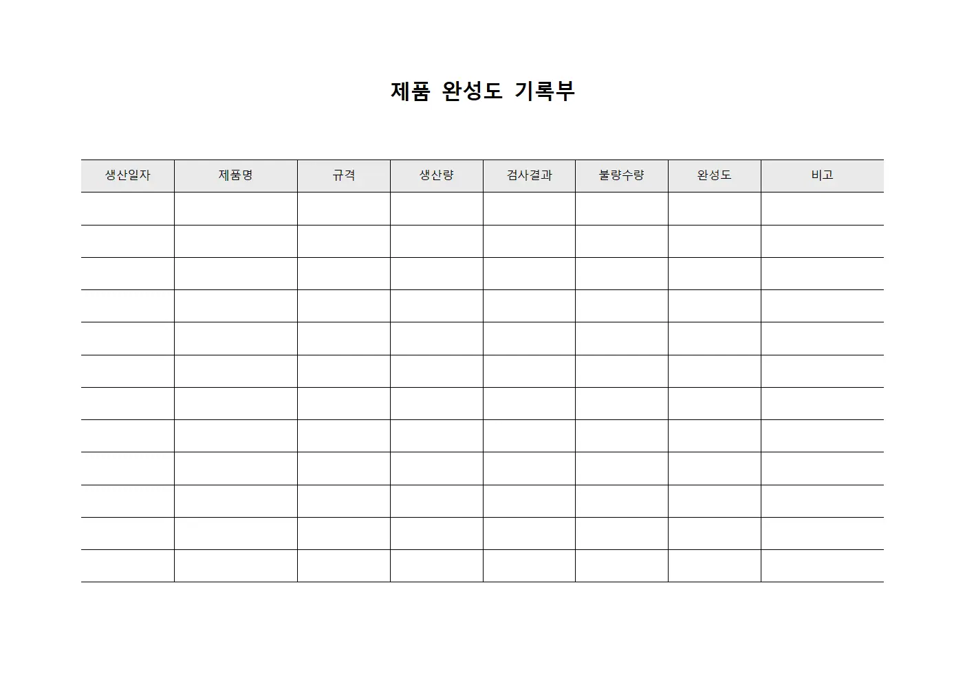 제품 완성도 기록부