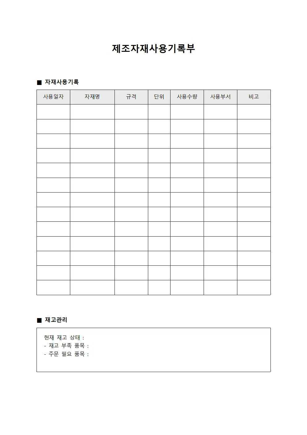 제조자재사용기록부