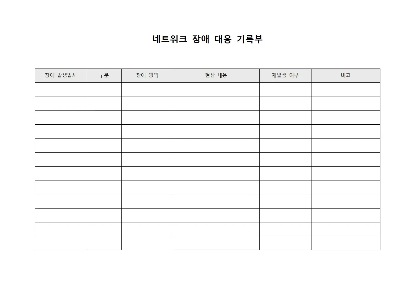 네트워크 장애 대응 기록부