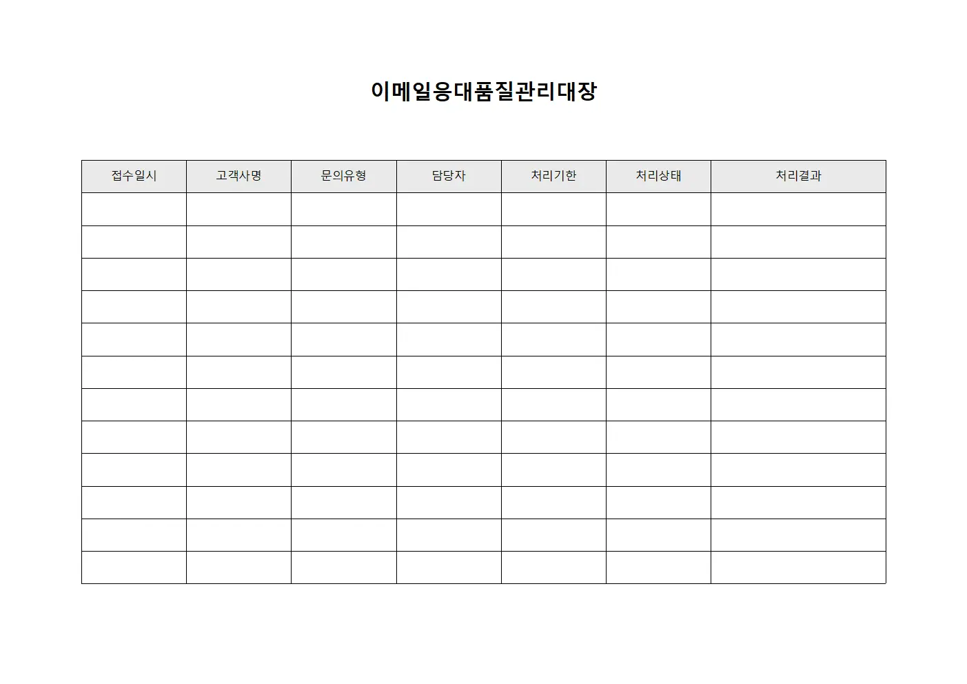 이메일응대품질관리대장 양식
