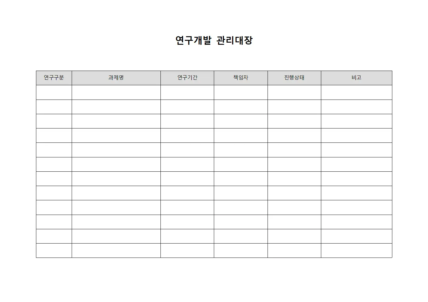 연구개발 관리대장
