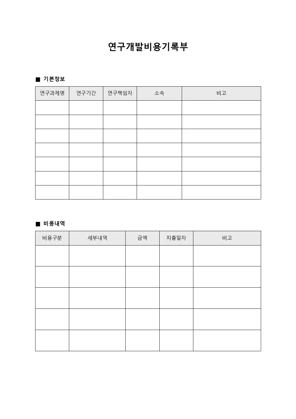 연구개발비용기록부