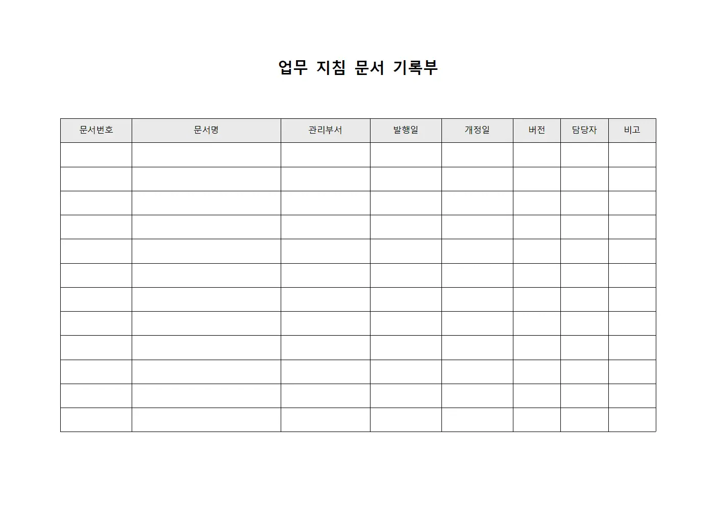 업무 지침 문서 기록부